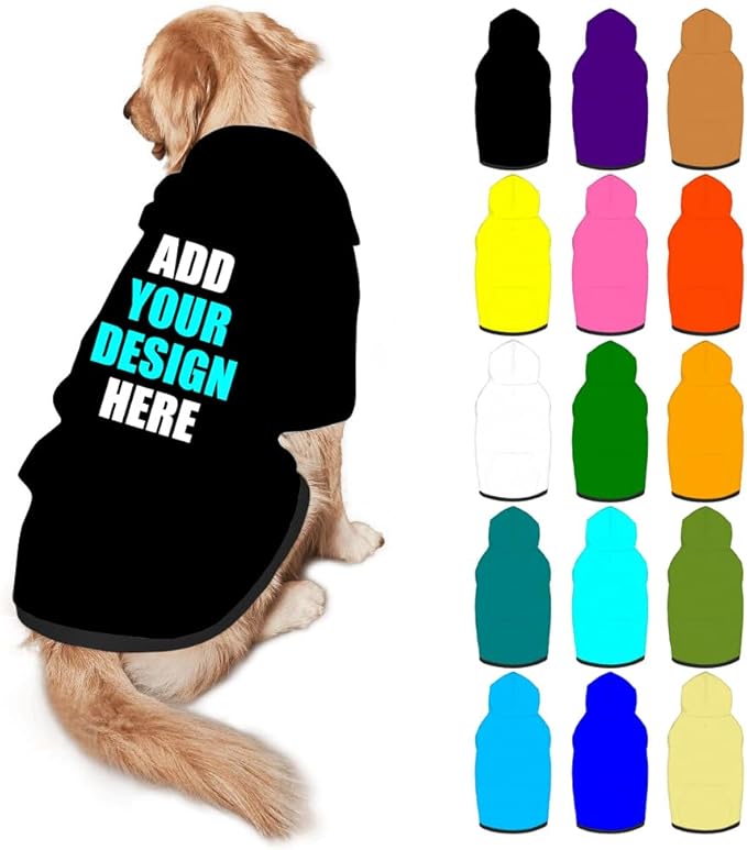 Custom Dog Clothes with Photo Name Logo Personalized Dog Sweaters for Small Medium Large Dogs Breathable Warm, Black, M