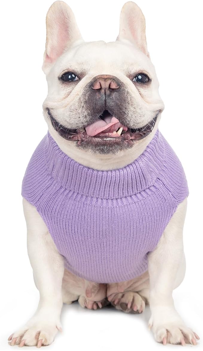 Stretchy Cat Sweater - 17 Colors & 6 Sizes | Snug Winter-Ready Knit for Boy/Girl Cats & Kittens(Purple, Large)