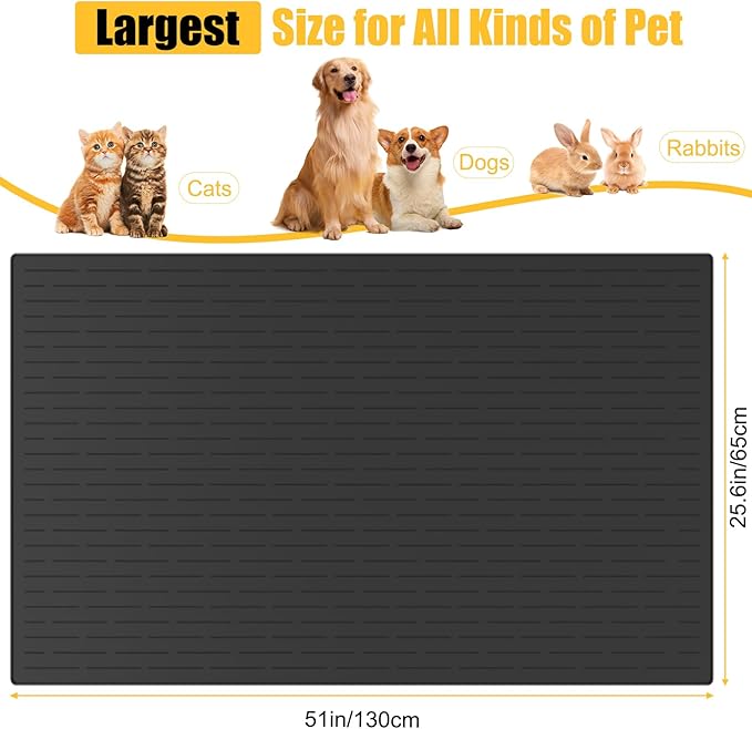 51.2"x25.6"(130cm×65cm) Largest Dog Food Mat, XXXXL Silicone Dog and Cat Mat for Food and Water Bowls, Thinken Waterproof Non-Slip XXXL Pet Feeding Mat for Floors, Brown