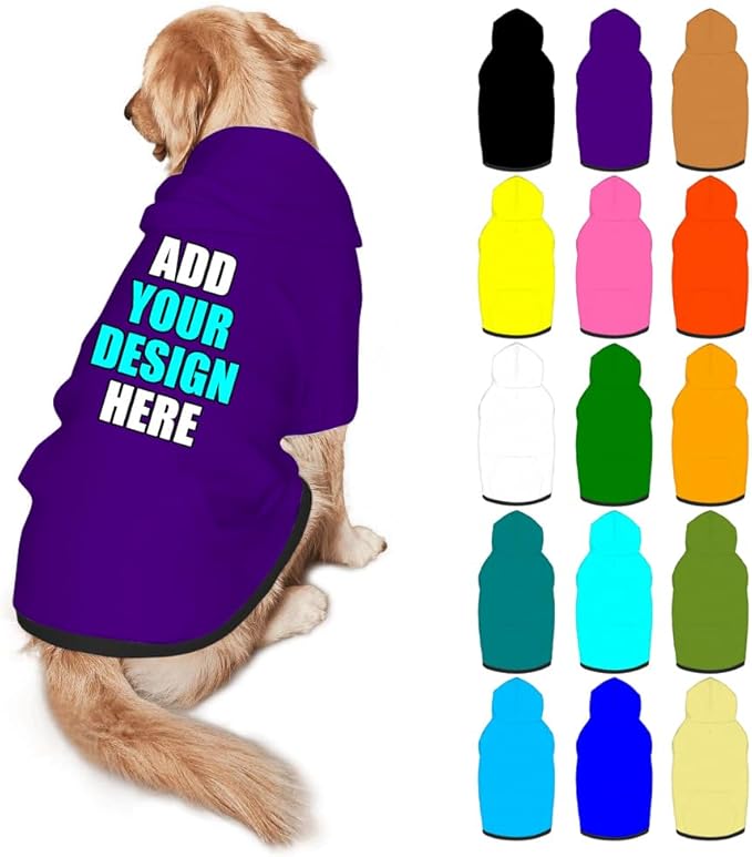 Custom Dog Hoodie Personalized Photo Text Logo Name Dog Clothes, Soft & Warm for Puppy Sweatshirt Hooded for Small Medium Large Dogs Girl/Boy Cats/Kitten, Indigo, XL