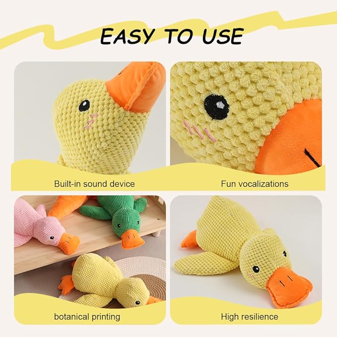 2025 Upgraded Dog Toys, New Durable Calming Duck Toys, Dog Toys for Aggressive Chewers with Soft Squeaker, Fun for Indoor Puppies and Senior Pups (Green, S-8.66 * 9.87in)