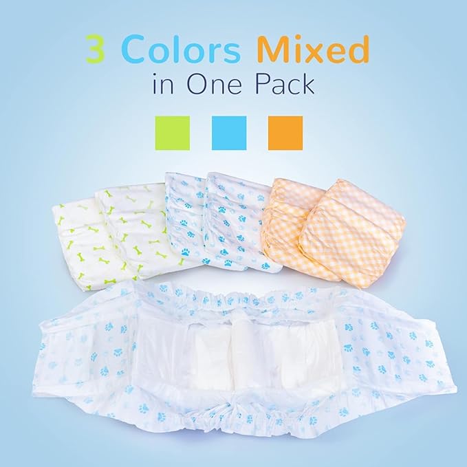 Pet Soft Disposable Male Dog Wraps - Dog Diapers for Male Dogs, Puppy Diapers 48pcs XSmall