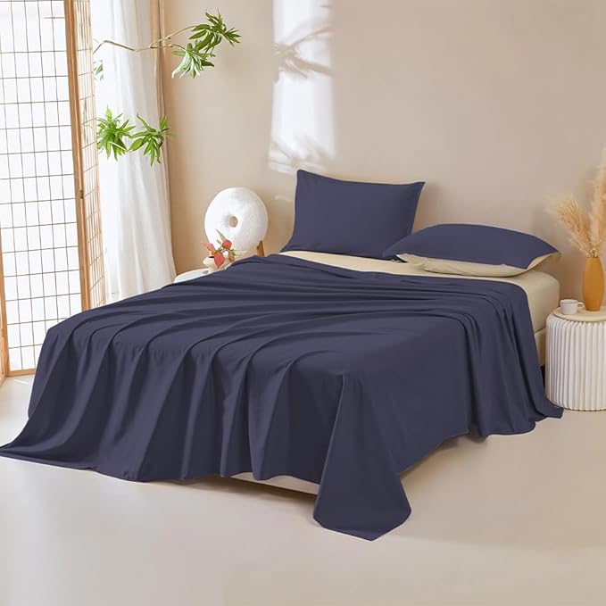 DUJUIKE Waterproof Bed Cover for Dog and Cats,Pet Hair Resistant Bed Sheet Cover, Protective Bed Liner Cover with 100% Waterproof Breathable Thin Fabric (Queen 78 * 90 inch, Navy Blue)