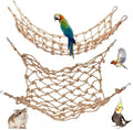 2 Packs Natural Bird Rope Net Parrot Swing Hammock for Birds Parrot Ladder Macaw Hanging Hammock Activity Toy for Rats Parakeet Cockatiel Cockatoo Conure African Grey Budgie（S 12x8inch）