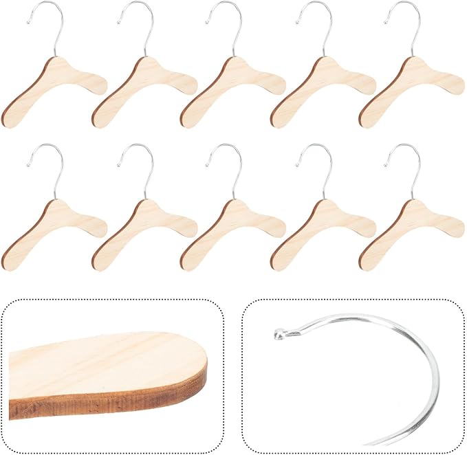 Professional Wooden Pet Clothes Hangers for Small Dogs and Cats, 8.66-inch Solid Wood Coat Hangers with Swivel Hook, Household Portable Dog and Cat Accessory Organizer