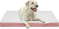 Orthopedic Dog Bed for Extra Large Dogs, Jumbo Waterproof Deluxe Plush Dog Crate Bed with Removable Washable Cover & Anti-Slip Bottom, Egg Crate Foam Pet Bed Mat, 47.5 x 29 Inches, Pink