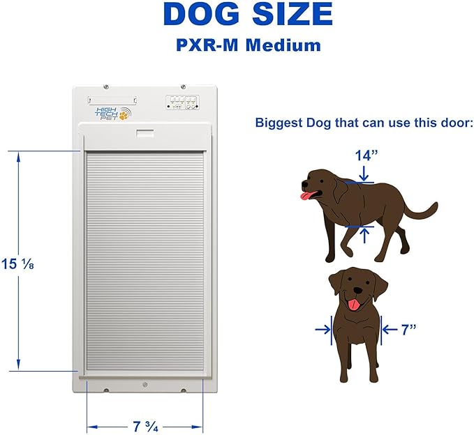 Power Pet Automatic ROLL UP Door by High Tech Pet Brand - Motorized Panel Rolls Up - Pet Operated - Remote App Control - 24/7 Exit & Entry Timers (Medium, Wall Mount)