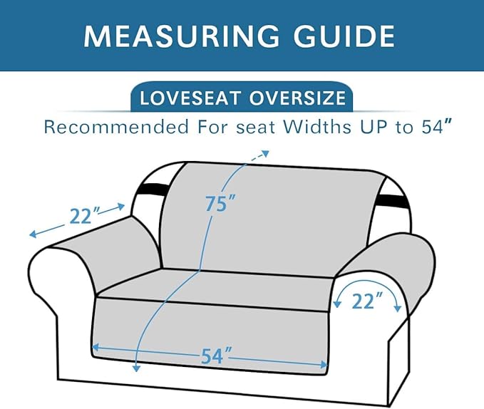 H.VERSAILTEX Reversible Loveseat Cover Furniture Protector Anti-Slip Water Resistant 2" Elastic Straps Couch Covers Pets Fit Sitting Width Up to 54"(Oversized Loveseat: 75" x 98", Light Grey/Beige)