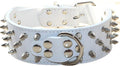 Serijoars Spiked Studded Dog Collar, PU Leather Dog Collar, Adjustable Pet Collars for Medium or Large Breed Pet (S, White1)