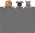 Largest Dog Food Mat, 39.5"x29.5" Silicone Dog and Cat Mat for Food and Water Bowls, Thinken Waterproof Non-Slip XXXL Pet Feeding Mat for Floors (Dark Gray)
