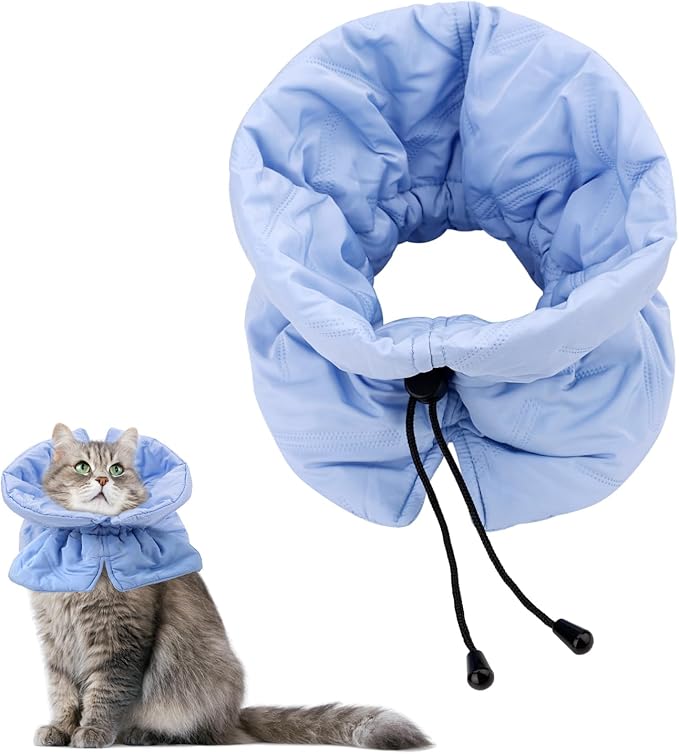 Adjustable Recovery Collar - Lightweight, Waterproof & Soft for Cats & Dogs - Prevents Licking Wounds (S)
