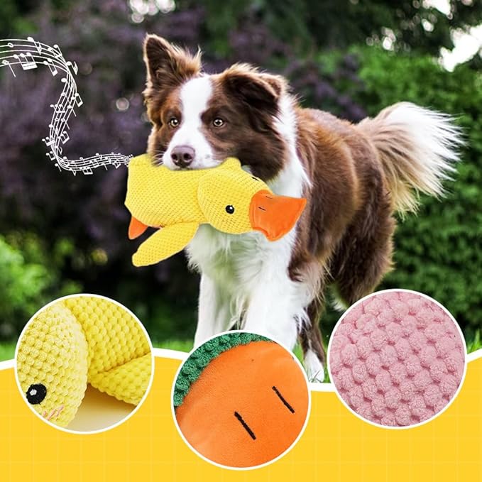 Dog Toys for Aggressive Chewers,2025 Upgraded Dog Chew Toys for Small Large Dogs,Indestructible Puppy Teething Toys,Plush Yellow Stuffed Duck Toy (Yellow+Pink, Large)