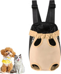 Dog Carrier Backpack, Adjustable Puppy Front Carrier Backpack, Ventilated Dog Chest Carrier for Hiking Camping Travel, Sling Bag for Small Medium Dog Cat Rabbit Puppies, Suit 3-5 lbs (Beige, S)