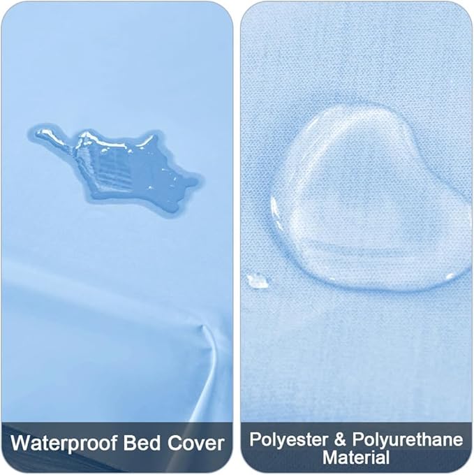 DUJUIKE Waterproof Bed Cover for Dog and Cats,Pet Hair Resistant Bed Sheet Cover, Protective Bed Liner Cover with 100% Waterproof Breathable Thin Fabric (Sky Blue, Super King 90 * 118 inch)
