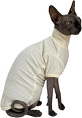 Sphynx Cats Shirt Cat Turtleneck Cotton Sweater Pullover Kitten T-Shirts with Sleeves Cat Pajamas Jumpsuit for Sphynx Cornish Rex, Devon Rex, Peterbald (White, Large (Pack of 1))