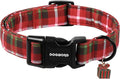 DOGWONG Christmas Plaid Dog Collar, Cute Adjustable Red Collar for Boy and Girl Dogs, Dog Collar with Strong Plastic Buckle for Small Medium Large Dogs,XS