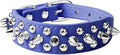 Spiked Dog Collar Soft Pu Leather Mushrooms Rivet Spike Studded Puppy Adjustable Pet Collars for Small Breeds (L, Dark Blue)
