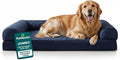 Furhaven Orthopedic Dog Bed for Large Dogs w/ Removable Bolsters & Washable Cover, For Dogs Up to 95 lbs - Quilted Sofa - Navy (Blue), Jumbo/XL