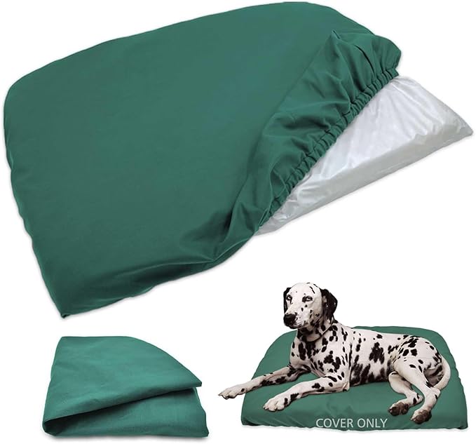 Dog Bed Cover Waterproof Replacement Machine Washable Covers for 30x20 Inch Dog Bed Heavy Duty Scratch Resistant Mattress Protector Pet Bed Cover Only Dark Green