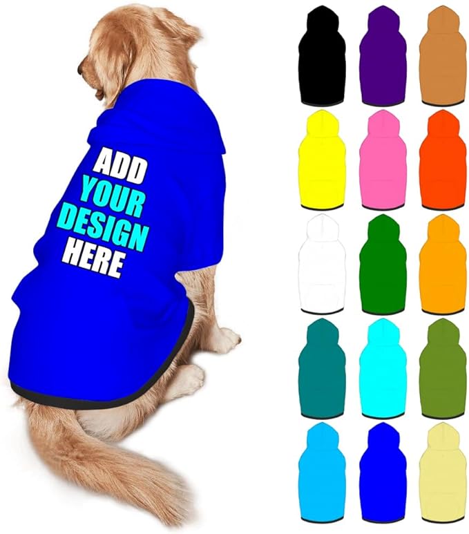 Custom Dog Clothes with Photo Name Logo Personalized Dog Sweaters for Small Medium Large Dogs Breathable Warm, Blue, XXL