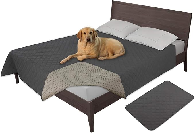Easy-Going 100% Waterproof Dog Bed Cover, Non-Slip Pet Blanket for Furniture, Washable Couch Cover, Repleasement Sofa Cover (86X82 in,Dark Gray)
