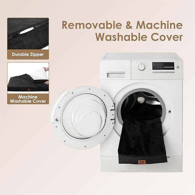 EHEYCIGA Waterproof Dog Bed Orthopedic 30"x20", Memory Foam Pet Bed for Medium Dogs, Washable Pet Mat with Removable Cover, Black