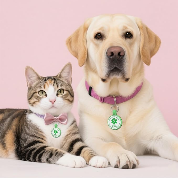 ESA Dog Tag, QR Code Dog Tag, Modifiable Free Pet Online Profile, Scannable QR Code, Scan QR Send Instant Location Alert Email, Silicone Lightweight ID Tag for Dog and Cat (Green, Regular)