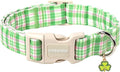 DOGWONG Pink Plaid Adjustable Pet Collar Comfortable Spring Summer Puppy Collar Cute Cotton Collars Durable Necklace Gift for Large Dogs,XL