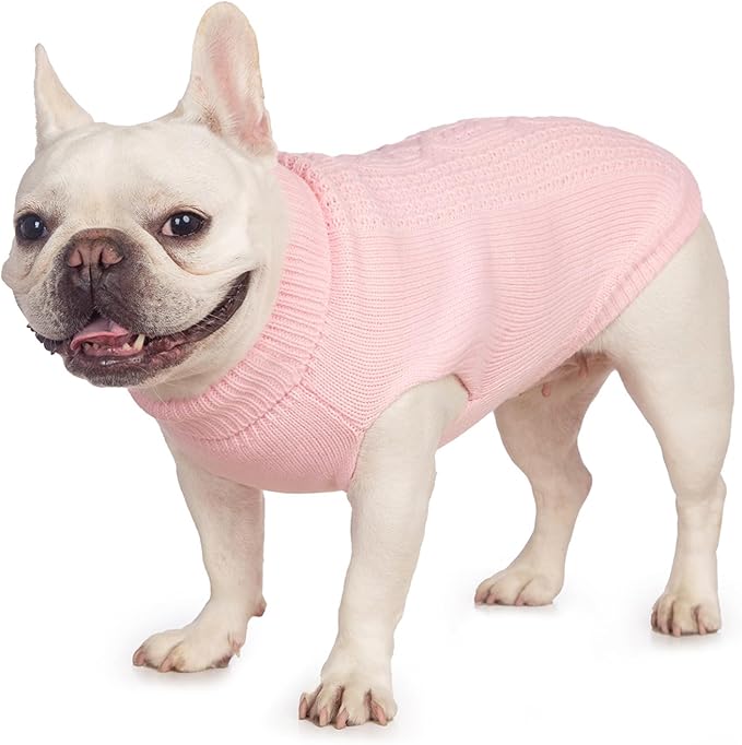 Cat Sweater, Acrylic Turtleneck Sleeveless, Light Pink, Small (Winter, Warm, Comfortable, Unisex, 14 Colors, 4 Sizes, Hand Wash)