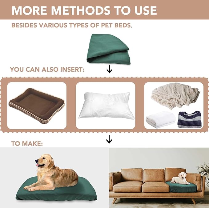 Dog Bed Cover Waterproof Replacement Machine Washable Covers for Dog Bed Heavy Duty Scratch Resistant Mattress Protector Pet Bed 44x32 Inch Dark Green Cover Only