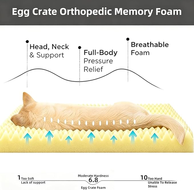 Dog Bed Extra Large Sized Dogs, Orthopedic XL Dog Beds with Removable Washable Cover, Waterproof Indestructible Big Dogs Bed with Anti-Slip Bottom, Egg Crate Memory Foam Pad, 41"x27"x3.5", Grey
