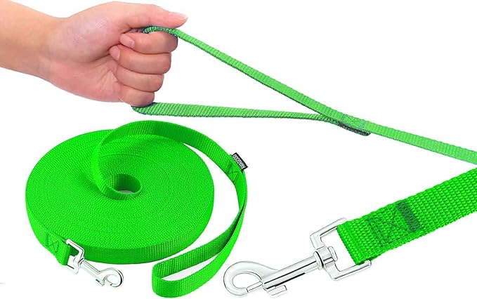 AmaGood Dog/Puppy Obedience Recall Training Agility Lead-15 ft 20 ft 30 ft 50 ft Long Leash-for Dog Training,Recall,Play,Safety,Camping (15feet,Green)