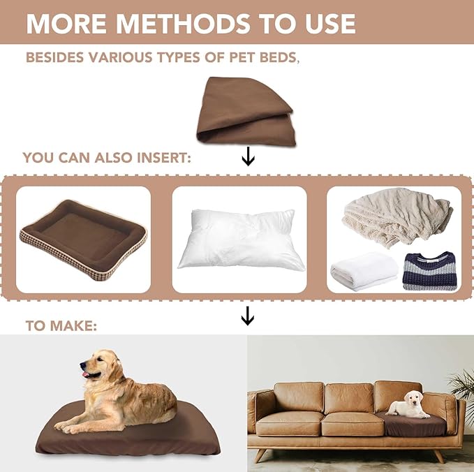 Dog Bed Cover Waterproof Replacement Machine Washable Covers for 36x27 Inch Dog Bed Heavy Duty Scratch Resistant Mattress Protector Pet Bed Cover Only Brown