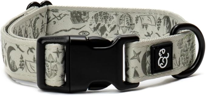 Lucy & Co. Dog Collar - Durable Lightweight Designer Collar for Pets - Adjustable Metal Safety Buckel. - Green Outdoor Plaid - Large
