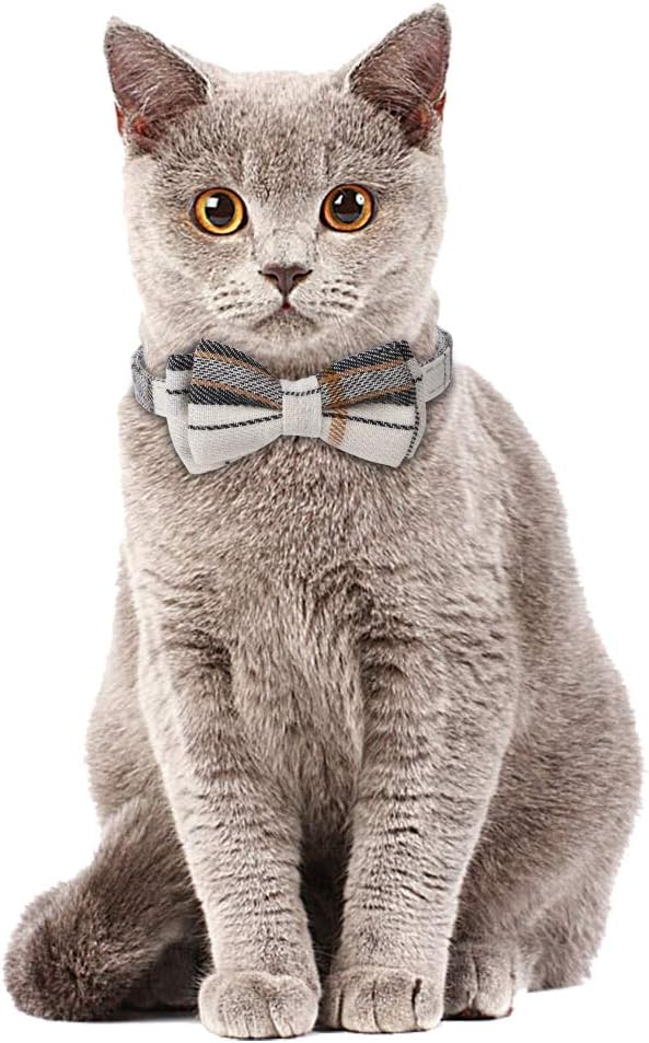 Faleela Breakaway Cat Collar with Bells - 2 Pack Cat Collar with Bells, Cat Collars with Bandana, Accessories for Pet Collars, Adjustable for Cats and Small Dogs (Beige+Brown)