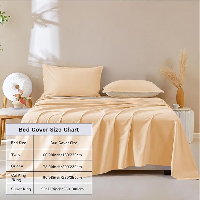 DUJUIKE Waterproof Bed Cover for Dog and Cats,Pet Hair Resistant Bed Sheet Cover, Protective Bed Liner Cover with 100% Waterproof Breathable Thin Fabric (Apricot Yellow, King 98 * 90 inch)