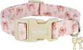 Pink Bow Dog Collar with Flower, Adjustable Cotton Puppy Collar, Cute Girl Boy Dog Collars for Small Medium Large Dogs, Ideal for Gifts,Pet Accessory,L