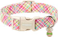 DOGWONG Easter Dog Collar, Cute Easter Colorful Plaid Pet Collar Durable Holiday Girl Boy Adjustable Cotton Dog Collars for Large Dogs,XL Visit The Elegant Little Tail Store