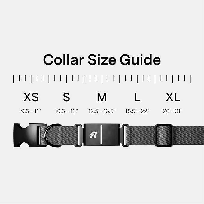 New Fi Series 3+ Smart Dog Tracker Collar [6 Month Membership Included] GPS Tracker for Dogs with Health & Behavior Monitoring, Escape Alerts, Waterproof, LED, Apple Watch Compatible (Gray, X-Small)