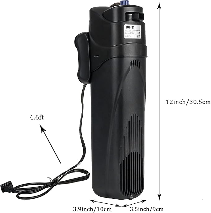 COOSPIDER Aquarium Filter Sun JUP-01 for 40-80 Gallon Tank Clear, U-V Fish Tank Green Clean Machine Submersible Pump w/ 1 Spare Bulb + 2 Replace Filter