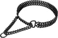 Stainless Steel Black Dog Chain Collar - Adjustable, Chew Proof, Double Row, Cuban Link, Walking Collar for Large, Small, Medium Dogs