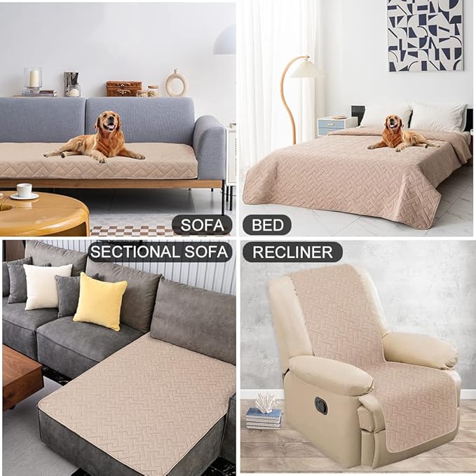 fuguitex Waterproof Dog Bed Cover Couch Cover for Pet Anti-Slip Cat Mat Pet Pad Blanket for Sofa Chair Recliner Bed Furniture Protrctor