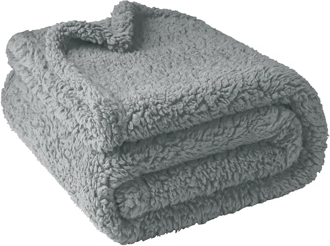 furrybaby Dog Blanket Soft Dog Blankets for Large Dogs Puppy Essentials Washable Sherpa Fleece Cat Blanket 40x47 Inches for Bed Furniture Couch Sofa (Large, Grey)