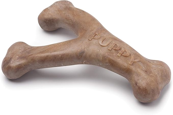 Benebone Puppy Wishbone Dog Chew Toy, Made in USA, Real Bacon Flavor, Small