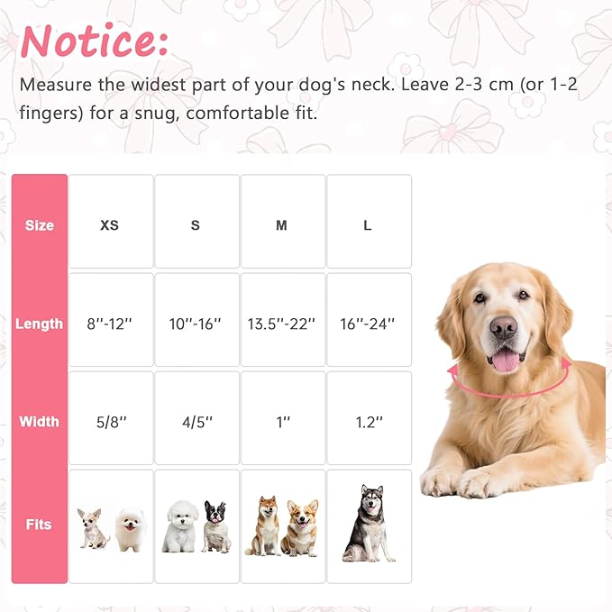 Pink Bow Dog Collar with Flower, Adjustable Cotton Puppy Collar, Cute Girl Boy Dog Collars for Small Medium Large Dogs, Ideal for Gifts,Pet Accessory,XS