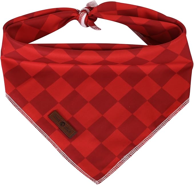 Lionet Paws Christmas Dog Bandana Washable Cotton Handkerchief Scarf Triangle Christmas Red Plaid Dog Bandanas for Small Medium Dogs Girl Boy