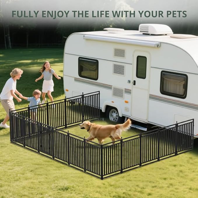 Dog Playpen Dog Fence Outdoor for Yard 47" H with 16 Panels Sturdy Portable Puppy Playpen for Indoor Outdoor RV Camping Use - Black Silver