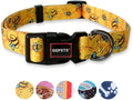 QQPETS Adjustable Soft Dog Collar: Print Flower Pink Multicolor Cute Patterns for XS Small Medium Large Pet Girl Boy Puppy Walking Running Training (M, Yellow Bee)