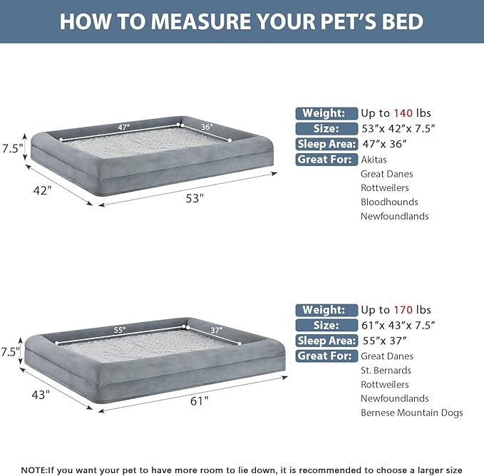 WNPETHOME Giant Dog Bed, Washable Dog Couch with Removable Waterproof Cover, Orthopedic Large Pet Sofa Bed with Bolster Sides for Sleeping
