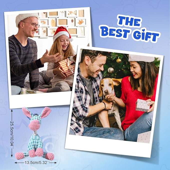 2025 New Dog Toys, Indestructible Plush Dog Toy, Dogs Toys for Aggressive Chewers, Dogs Squeaky Chew Toy for Indoor Pups Teething (Green+Blue)